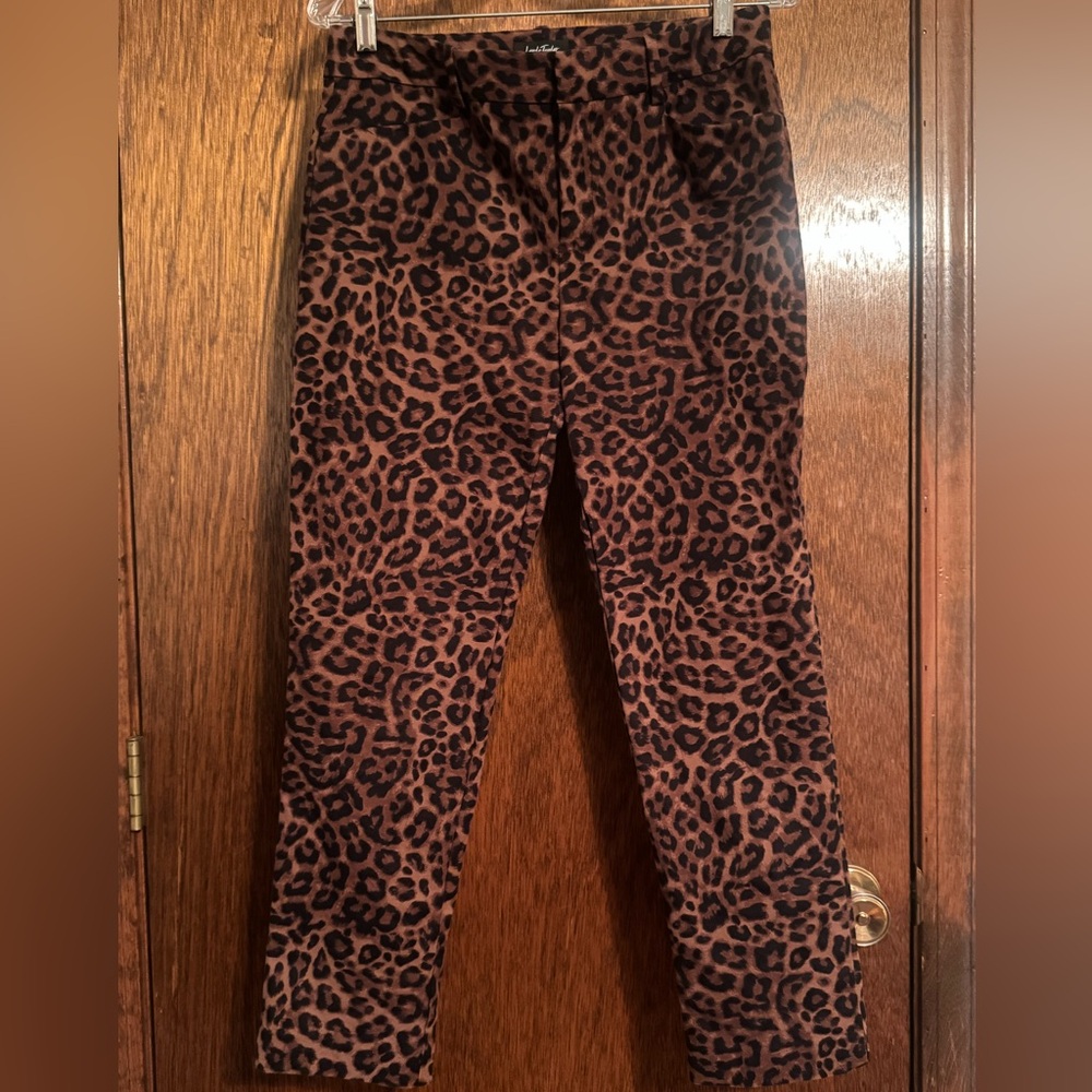 Lord & Taylor Brown Leopard Print Straight Leg Pants (women’s)
